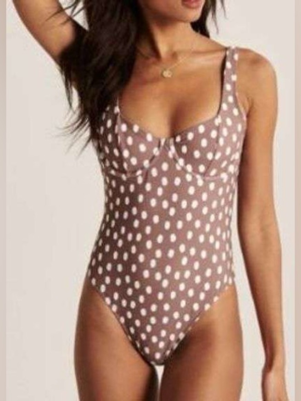 Abercrombie & Fitch Brown Polka Dot One-Piece Swimsuit